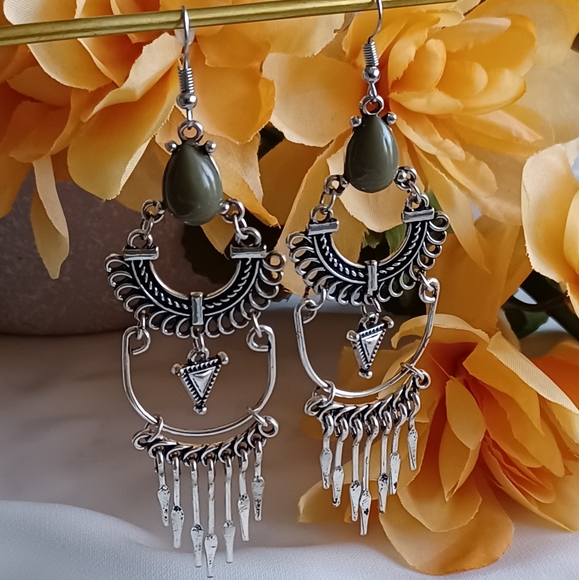 Rustic Ethnic Chandelier Earrings - Picture 4 of 8